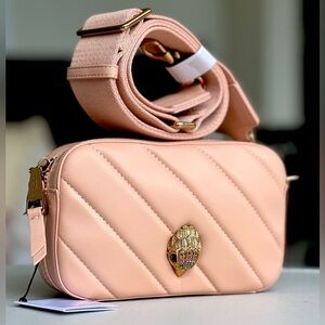KURT GEIGER Soho LEATHER camera crossbody bag wide strap bag KG color - BLUSH